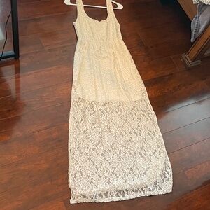 Mimi Chica Cream Sheath Maxi Dress Sleeveless Scoop Neck